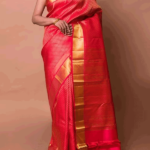 Kanchipuram Silk-Brocade Pinkish Red Saree