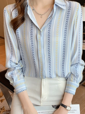 Women's Designer Luxurious Office Wear Light Sky Dot Shirt