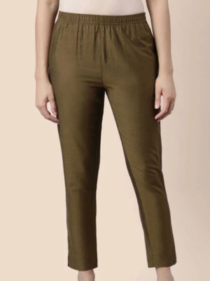 Women's Straight Pants with Metallic Finish