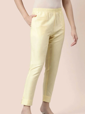 Women's Straight Pants with Metallic Finish