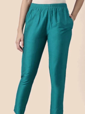 Women's Straight Pants with Metallic Finish