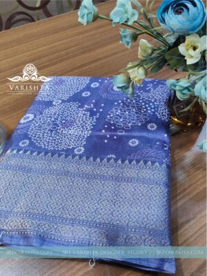 Dola silk Purple saree with digital print | Zari border