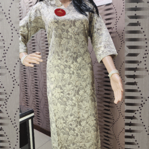 Beige Cotton Stright Cut Kurti