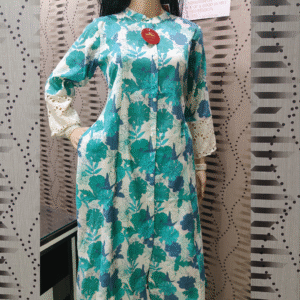 Sea Green Premium Cotton floral Printed Kurti