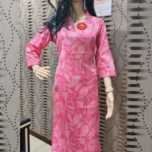 Fuchsia Pink Floral Print Cotton Kurti  