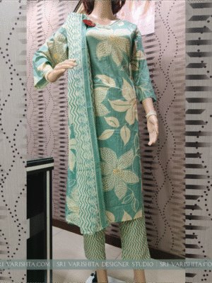 Sea Green 3-Piece Cotton Kurti Set