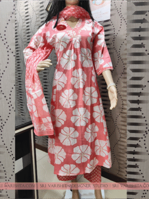 Peach Blossom 3-Piece Cotton Kurti Set